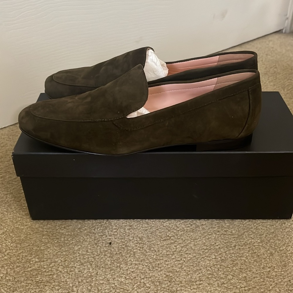 NWT J. CREW olive green suede loafers - Picture 6 of 9